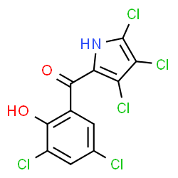 ChemSpider 2D Image | (3,5-Dichloro-2-hydroxyphenyl)(3,4,5-trichloro-1H-pyrrol-2-yl)methanone | C11H4Cl5NO2