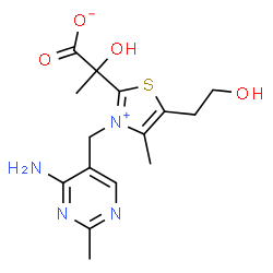 ChemSpider 2D Image | 2-{3-[(4-Amino-2-methyl-5-pyrimidinyl)methyl]-5-(2-hydroxyethyl)-4-methyl-1,3-thiazol-3-ium-2-yl}-2-hydroxypropanoate | C15H20N4O4S