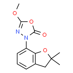 ChemSpider 2D Image | 3-[2,3-Dihydro-2,2-dimethylbenzofuran-7-yl]-5-methoxy-1,3,4-oxadiazol-2(3H)-one | C13H14N2O4