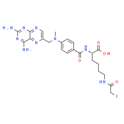 ChemSpider 2D Image | N~2~-(4-{[(2,4-Diamino-6-pteridinyl)methyl](methyl)amino}benzoyl)-N~6~-(iodoacetyl)-L-lysine | C23H28IN9O4