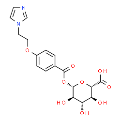 ChemSpider 2D Image | 1-O-{4-[2-(1H-Imidazol-1-yl)ethoxy]benzoyl}-beta-D-glucopyranuronic acid | C18H20N2O9