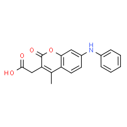 ChemSpider 2D Image | (7-Anilino-4-methyl-2-oxo-2H-chromen-3-yl)acetic acid | C18H15NO4