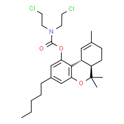 ChemSpider 2D Image | (6aR,10aR)-6,6,9-Trimethyl-3-pentyl-6a,7,8,10a-tetrahydro-6H-benzo[c]chromen-1-yl bis(2-chloroethyl)carbamate | C26H37Cl2NO3
