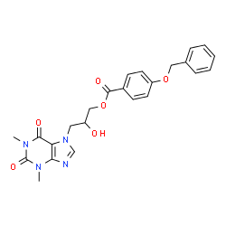ChemSpider 2D Image | 3-(1,3-Dimethyl-2,6-dioxo-1,2,3,6-tetrahydro-7H-purin-7-yl)-2-hydroxypropyl 4-(benzyloxy)benzoate | C24H24N4O6