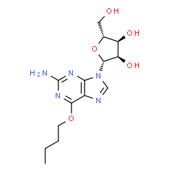 ChemSpider 2D Image | 6-Butoxy-9-(beta-D-ribofuranosyl)-9H-purin-2-amine | C14H21N5O5