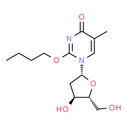 ChemSpider 2D Image | 2-Butoxy-1-(2-deoxy-beta-D-erythro-pentofuranosyl)-5-methyl-4(1H)-pyrimidinone | C14H22N2O5