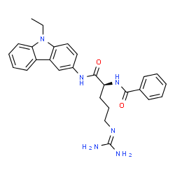 ChemSpider 2D Image | N-{(2S)-5-[(Diaminomethylene)amino]-1-[(9-ethyl-9H-carbazol-3-yl)amino]-1-oxo-2-pentanyl}benzamide | C27H30N6O2