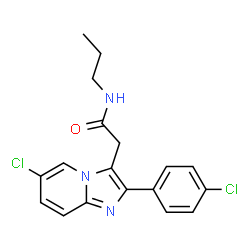 ChemSpider 2D Image | 2-[6-Chloro-2-(4-chlorophenyl)imidazo[1,2-a]pyridin-3-yl]-N-propylacetamide | C18H17Cl2N3O