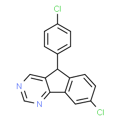 ChemSpider 2D Image | 8-Chloro-5-(4-chlorophenyl)-5H-indeno[1,2-d]pyrimidine | C17H10Cl2N2