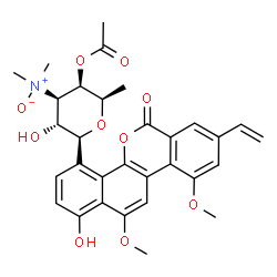 ChemSpider 2D Image | (1S)-4-O-Acetyl-1,5-anhydro-3,6-dideoxy-3-(dimethylnitroryl)-1-(1-hydroxy-10,12-dimethoxy-6-oxo-8-vinyl-6H-dibenzo[c,h]chromen-4-yl)-D-galactitol | C31H33NO10