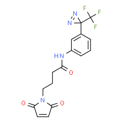 ChemSpider 2D Image | 4-(2,5-Dioxo-2,5-dihydro-1H-pyrrol-1-yl)-N-{3-[3-(trifluoromethyl)-3H-diaziren-3-yl]phenyl}butanamide | C16H13F3N4O3