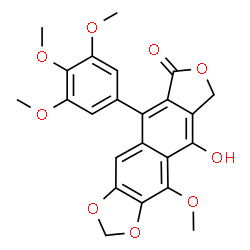 ChemSpider 2D Image | 9-Hydroxy-10-methoxy-5-(3,4,5-trimethoxyphenyl)furo[3',4':6,7]naphtho[2,3-d][1,3]dioxol-6(8H)-one | C23H20O9