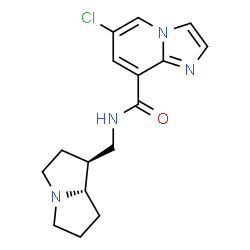 ChemSpider 2D Image | 6-Chloro-N-[(1S,7aS)-hexahydro-1H-pyrrolizin-1-ylmethyl]imidazo[1,2-a]pyridine-8-carboxamide | C16H19ClN4O