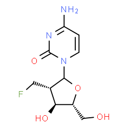 ChemSpider 2D Image | 4-Amino-1-[2-deoxy-2-(fluoromethyl)-D-arabinofuranosyl]-2(1H)-pyrimidinone | C10H14FN3O4