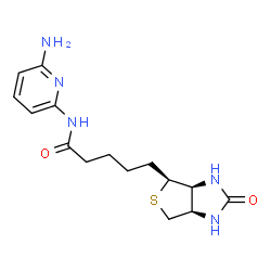ChemSpider 2D Image | N-(6-Amino-2-pyridinyl)-5-[(3aS,4S,6aR)-2-oxohexahydro-1H-thieno[3,4-d]imidazol-4-yl]pentanamide | C15H21N5O2S
