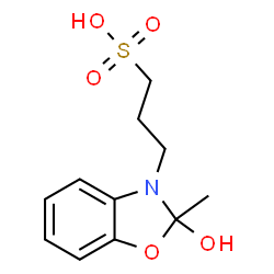ChemSpider 2D Image | 3-(2-Hydroxy-2-methyl-1,3-benzoxazol-3(2H)-yl)-1-propanesulfonic acid | C11H15NO5S