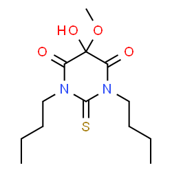 ChemSpider 2D Image | 1,3-Dibutyl-5-hydroxy-5-methoxy-2-thioxodihydro-4,6(1H,5H)-pyrimidinedione | C13H22N2O4S