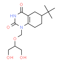 ChemSpider 2D Image | 1-{[(1,3-Dihydroxy-2-propanyl)oxy]methyl}-6-(2-methyl-2-propanyl)-5,6,7,8-tetrahydro-2,4(1H,3H)-quinazolinedione | C16H26N2O5