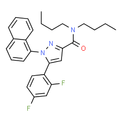 ChemSpider 2D Image | N,N-Dibutyl-5-(2,4-difluorophenyl)-1-(1-naphthyl)-1H-pyrazole-3-carboxamide | C28H29F2N3O