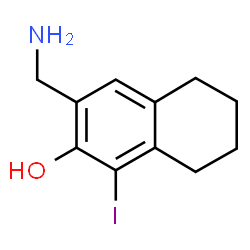 ChemSpider 2D Image | 3-(Aminomethyl)-1-iodo-5,6,7,8-tetrahydro-2-naphthalenol | C11H14INO