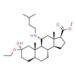 ChemSpider 2D Image | Methyl (2beta,5alpha,11alpha,17beta)-2-ethoxy-2-hydroxy-11-[(3-methylbutyl)amino]androstane-17-carboxylate | C28H49NO4