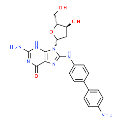 ChemSpider 2D Image | 8-[(4'-Amino-4-biphenylyl)amino]-2'-deoxyguanosine | C22H23N7O4