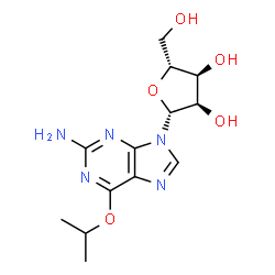 ChemSpider 2D Image | 6-Isopropoxy-9-(beta-D-ribofuranosyl)-9H-purin-2-amine | C13H19N5O5