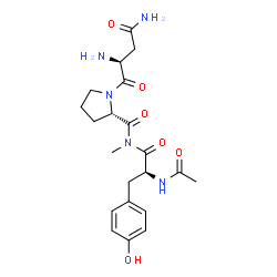 ChemSpider 2D Image | L-Asparaginyl-N-[(2S)-2-acetamido-3-(4-hydroxyphenyl)propanoyl]-N-methyl-L-prolinamide | C21H29N5O6