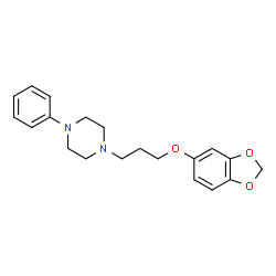 ChemSpider 2D Image | 1-[3-(1,3-Benzodioxol-5-yloxy)propyl]-4-phenylpiperazine | C20H24N2O3