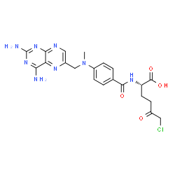 ChemSpider 2D Image | 6-Chloro-N-(4-{[(2,4-diamino-6-pteridinyl)methyl](methyl)amino}benzoyl)-5-oxo-L-norleucine | C21H23ClN8O4