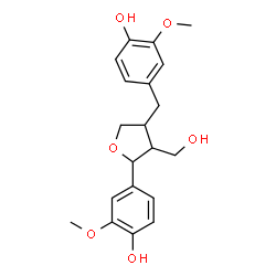 ChemSpider 2D Image | 4-[4-(4-Hydroxy-3-methoxybenzyl)-3-(hydroxymethyl)tetrahydro-2-furanyl]-2-methoxyphenol | C20H24O6