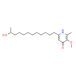 ChemSpider 2D Image | 6-[(11R)-11-Hydroxydodecyl]-3-methoxy-2-methyl-4(1H)-pyridinone | C19H33NO3