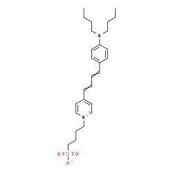 ChemSpider 2D Image | 4-(4-{4-[4-(Dibutylamino)phenyl]-1,3-butadien-1-yl}-1-pyridiniumyl)-1-butanesulfonate | C27H38N2O3S