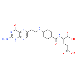 ChemSpider 2D Image | N-[(4-{[2-(2-Amino-4-oxo-1,4-dihydro-6-pteridinyl)ethyl]amino}cyclohexyl)carbonyl]-L-glutamic acid | C20H27N7O6