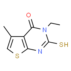 ChemSpider 2D Image | 3-ethyl-2-mercapto-5-methylthieno[2,3-d]pyrimidin-4(3H)-one | C9H10N2OS2