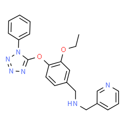 ChemSpider 2D Image | 1-{3-Ethoxy-4-[(1-phenyl-1H-tetrazol-5-yl)oxy]phenyl}-N-(3-pyridinylmethyl)methanamine | C22H22N6O2