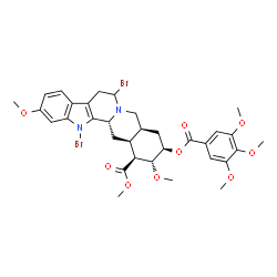 ChemSpider 2D Image | Methyl (3beta,16beta,17alpha,18beta,20alpha)-1,5-dibromo-11,17-dimethoxy-18-[(3,4,5-trimethoxybenzoyl)oxy]yohimban-16-carboxylate | C33H38Br2N2O9