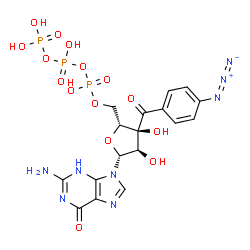 ChemSpider 2D Image | 3'-C-(4-Azidobenzoyl)guanosine 5'-(tetrahydrogen triphosphate) | C17H19N8O15P3