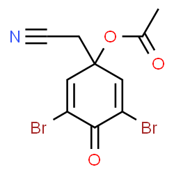 ChemSpider 2D Image | 3,5-Dibromo-1-acetoxy-4-oxo-2,5-cyclohexadiene-1-acetonitrile | C10H7Br2NO3