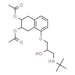 ChemSpider 2D Image | 5-{2-Hydroxy-3-[(2-methyl-2-propanyl)amino]propoxy}-1,2,3,4-tetrahydronaphthalene-2,3-diyl diacetate | C21H31NO6