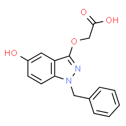 ChemSpider 2D Image | [(1-Benzyl-5-hydroxy-1H-indazol-3-yl)oxy]acetic acid | C16H14N2O4
