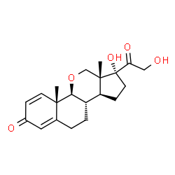 ChemSpider 2D Image | 11-Oxapregna-1,4-diene-3,20-dione, 17,21-dihydroxy- | C20H26O5