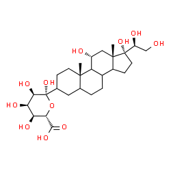 ChemSpider 2D Image | 1-C-[(8xi,9xi,11alpha,14xi,20S)-11,17,20,21-Tetrahydroxypregnan-3-yl]-beta-D-allopyranuronic acid | C27H44O11