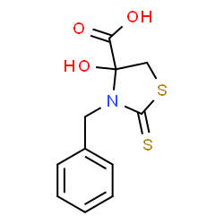 ChemSpider 2D Image | 3-Benzyl-4-hydroxy-2-thioxo-1,3-thiazolidine-4-carboxylic acid | C11H11NO3S2