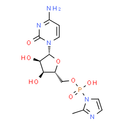 ChemSpider 2D Image | 5'-O-[Hydroxy(2-methyl-1H-imidazol-1-yl)phosphoryl]cytidine | C13H18N5O7P