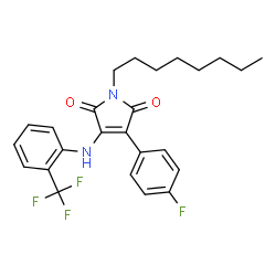 ChemSpider 2D Image | 3-(4-Fluorophenyl)-1-octyl-4-{[2-(trifluoromethyl)phenyl]amino}-1H-pyrrole-2,5-dione | C25H26F4N2O2