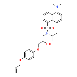 ChemSpider 2D Image | N-{(2S)-3-[4-(Allyloxy)phenoxy]-2-hydroxypropyl}-5-(dimethylamino)-N-isopropyl-1-naphthalenesulfonamide | C27H34N2O5S