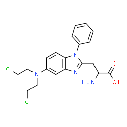 ChemSpider 2D Image | 3-{5-[Bis(2-chloroethyl)amino]-1-phenyl-1H-benzimidazol-2-yl}alanine | C20H22Cl2N4O2
