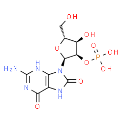 ChemSpider 2D Image | 2-Amino-9-(2-O-phosphono-alpha-D-ribofuranosyl)-7,9-dihydro-3H-purine-6,8-dione | C10H14N5O9P