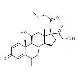 ChemSpider 2D Image | 11,21-Dihydroxy-6-methyl-3,20-dioxopregna-1,4-dien-17-yl methoxyacetate | C25H34O7
